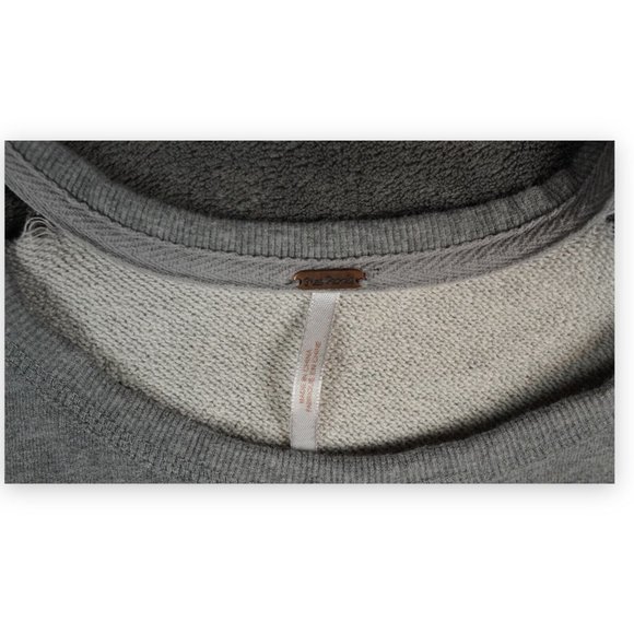 Free People Sweater Top Small Grey Cold Shoulder Pullover Embroidered 18 - Picture 8 of 9